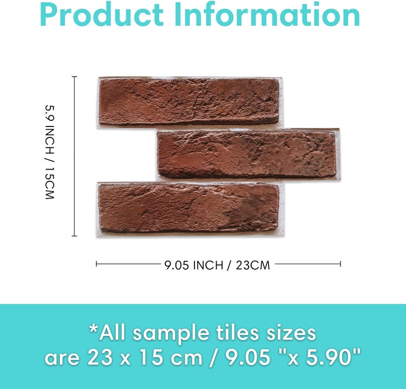 Commomy Sample Kit - 6 Pcs Large Brick & Stone 3D Wall Panels, Size 9.05 x 5.9 in - Image 4